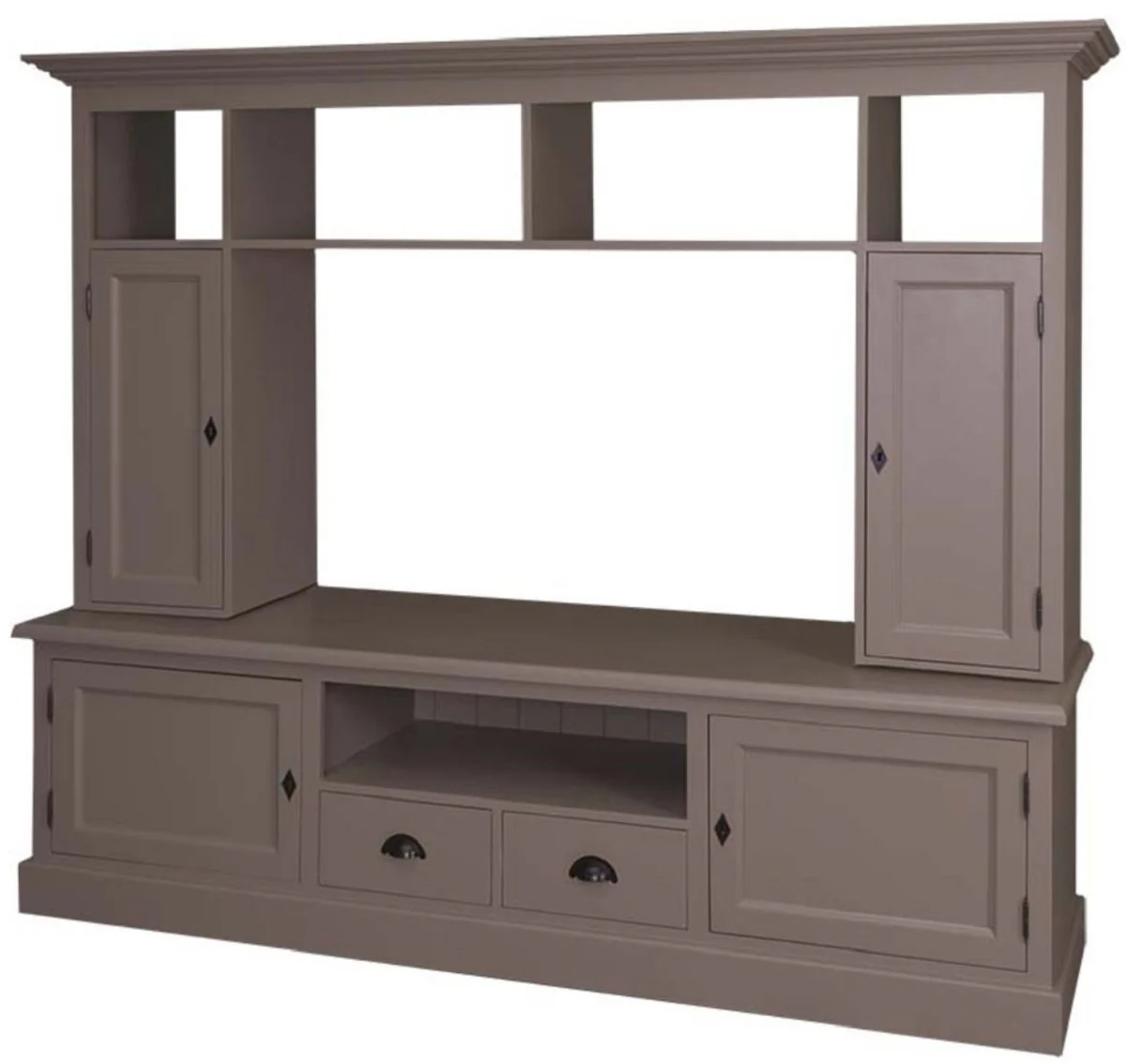 Country house style TV cabinet olive 207 x 46 x H. 166 cm - solid wood TV cabinet - living room cabinet - country house style living room furniture