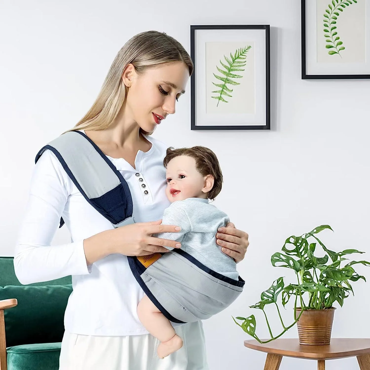 Babytrage für Neugeborene bis Kleinkinder, leichte Babytrage, Babytragetuch, Baby-Hüftsitztrage für Kleinkindertrage, Babyhaltertrage, Stilltrage, Tragkraft 3,6–20,3 kg, Grau