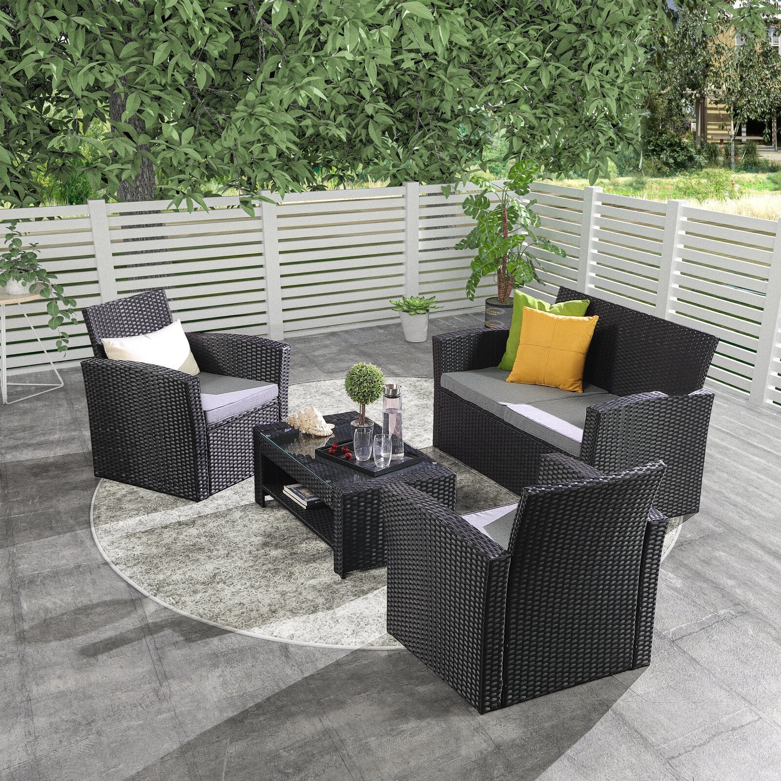 Avynlee Wicker/Rattan 4 - Person Sitzgruppe mit Kissen?(Set von 4)