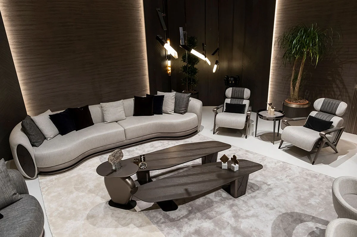 Luxury 3-leg side table gray / black / bronze Ø 53 x H. 55.16 cm - Round living room side table - Hotel table - Living room furniture - Hotel furniture - Luxury quality