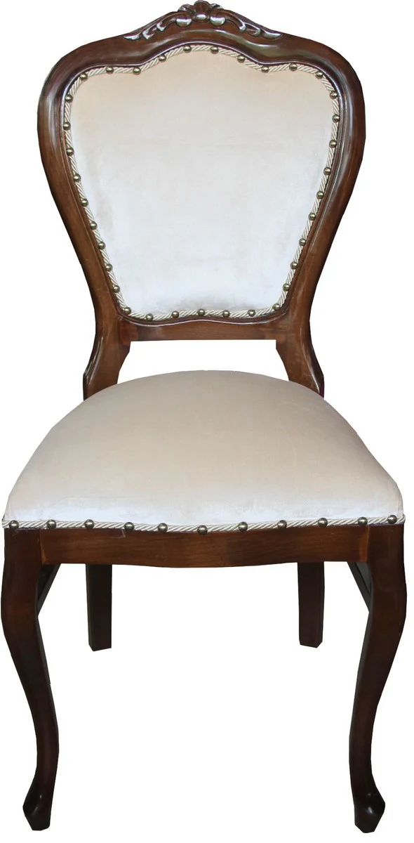 Baroque Luxury Dining Chair Brown/Cream Velvet Fabric - Baroque Furniture