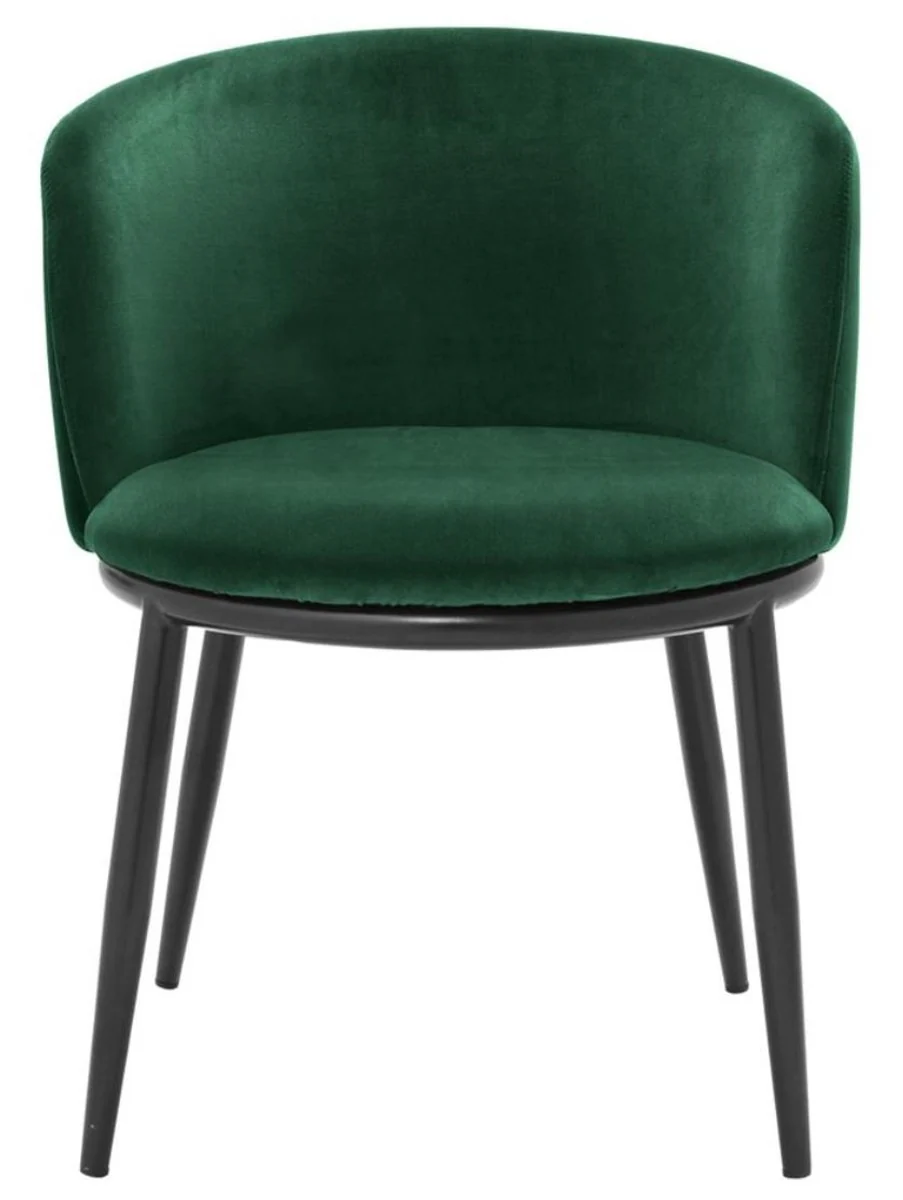 Luxury dining room chair set green / black 57 x 57 x H. 74 cm - Dining room furniture