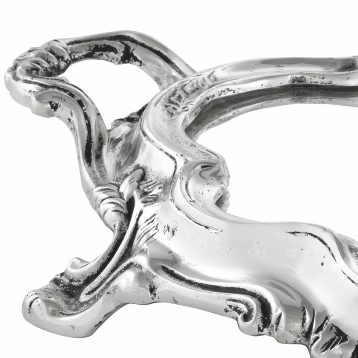 Luxus Barock Tablett Antik Silber 35,5 cm - Verspiegeltes Barockstil Serviertablett