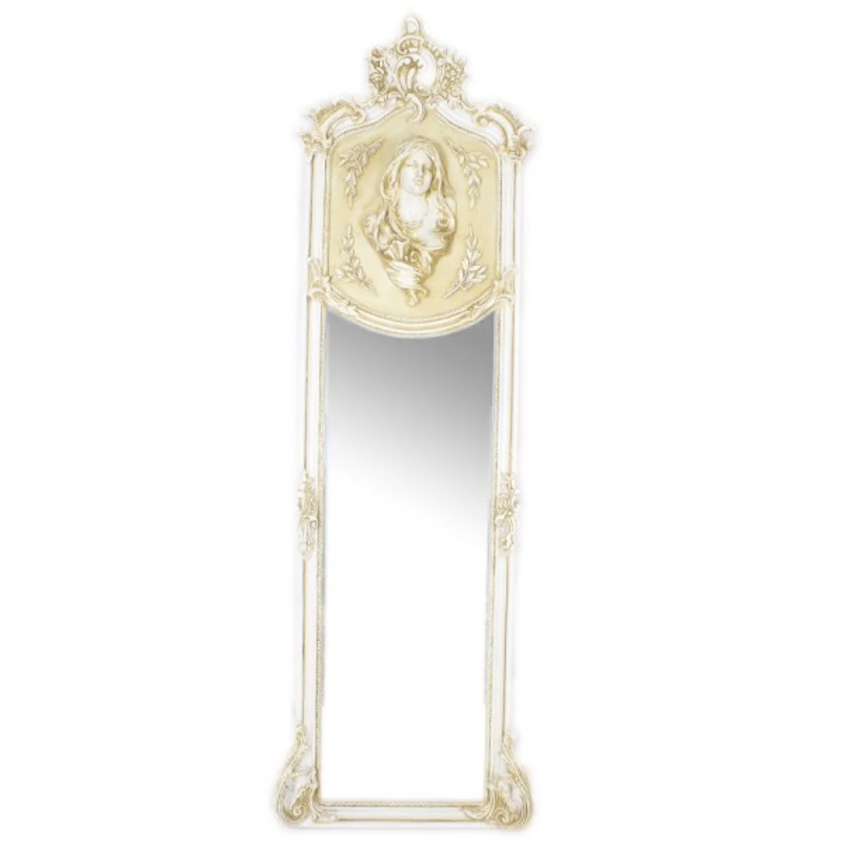 Luxury baroque wall mirror Madonna cream 175 x 55 cm - solid and heavy - antique style mirror