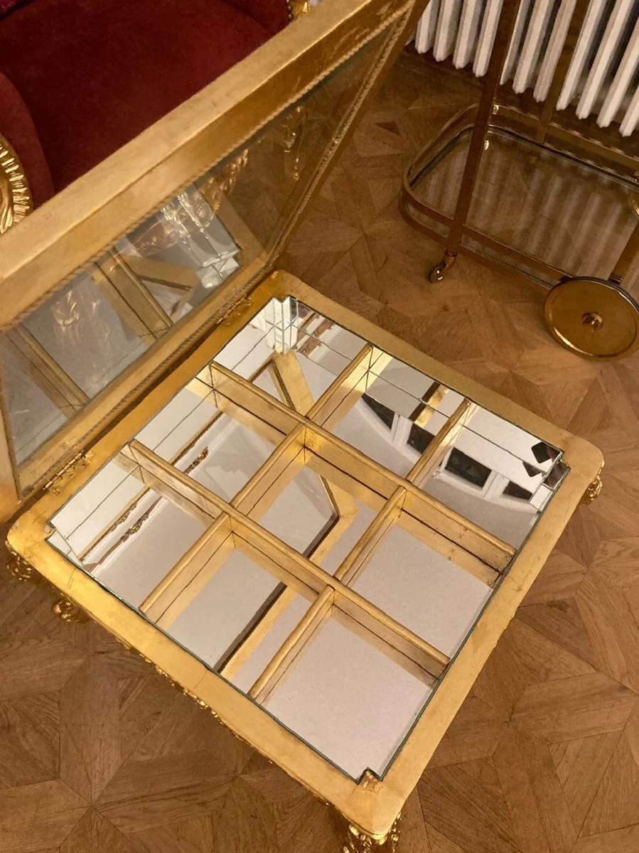 Baroque coffee table with folding table top gold - magnificent solid wood living room table in baroque style - baroque style living room furniture - baroque furniture - antique style living room furniture