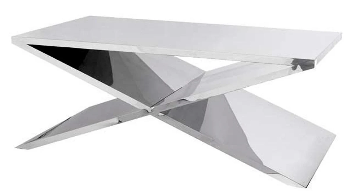 Luxury stainless steel coffee table 120 x 70 x H. 46 cm - designer living room table