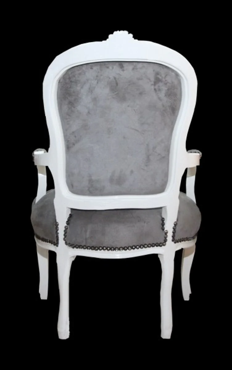 Baroque Salon Chair Gray / White - Furniture Baroque Furniture