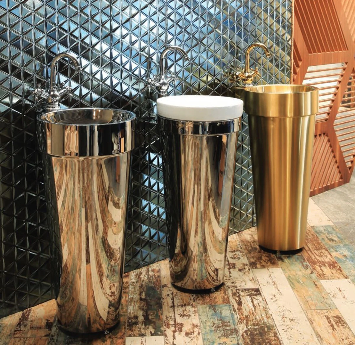 Luxury stainless steel washbasin silver 40 x H. 86 cm - Bathroom Furniture - Hotel & Restaurant Collection - Luxury Quality