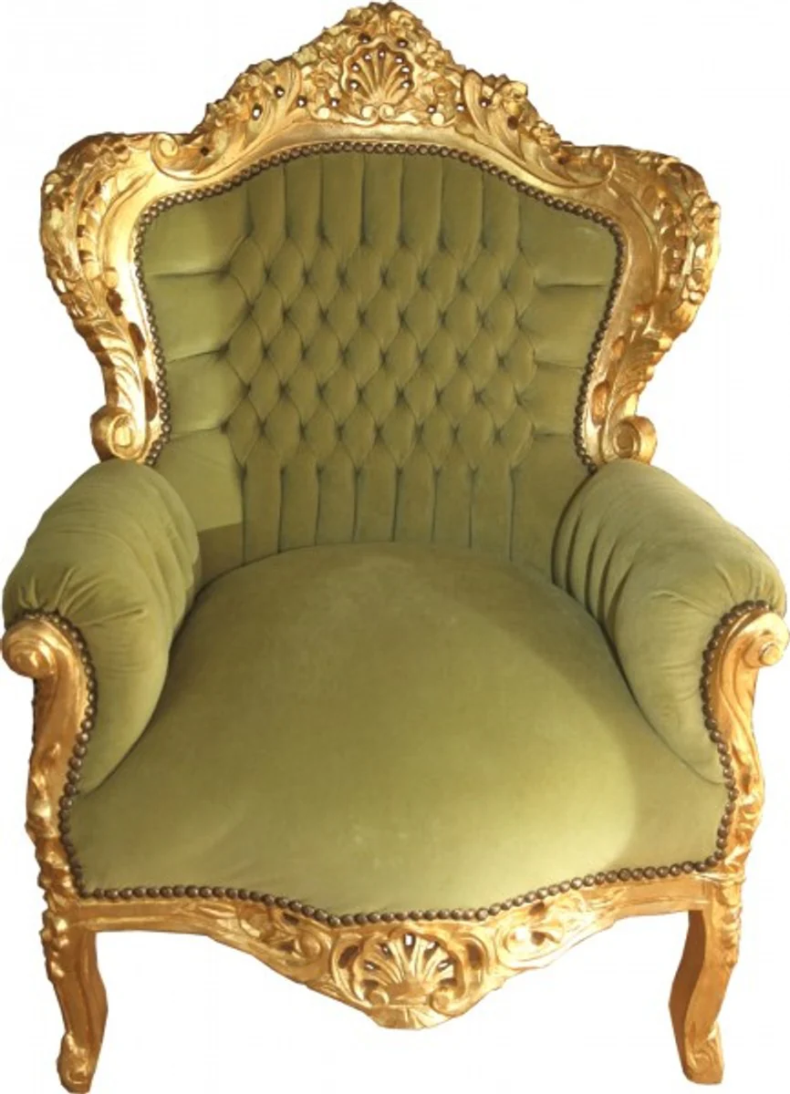 Baroque armchair King jade green / gold 85 x 85 x H. 120 cm - Baroque furniture