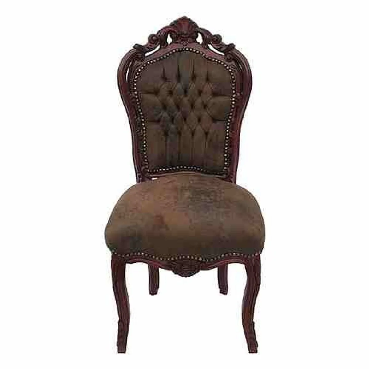 Baroque dining room chair brown / brown leather look