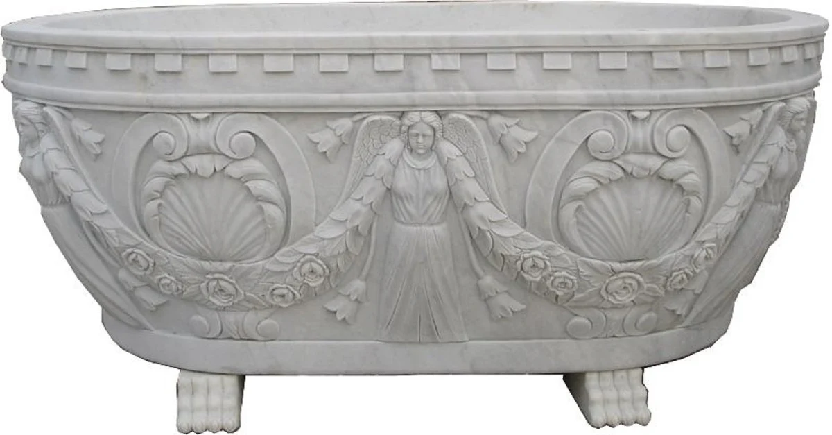 Luxury Baroque Bathtub Gray 198 cm - Freestanding Marble Bathtub - Bathroom Accessories in Baroque Style - Noble & Magnificent