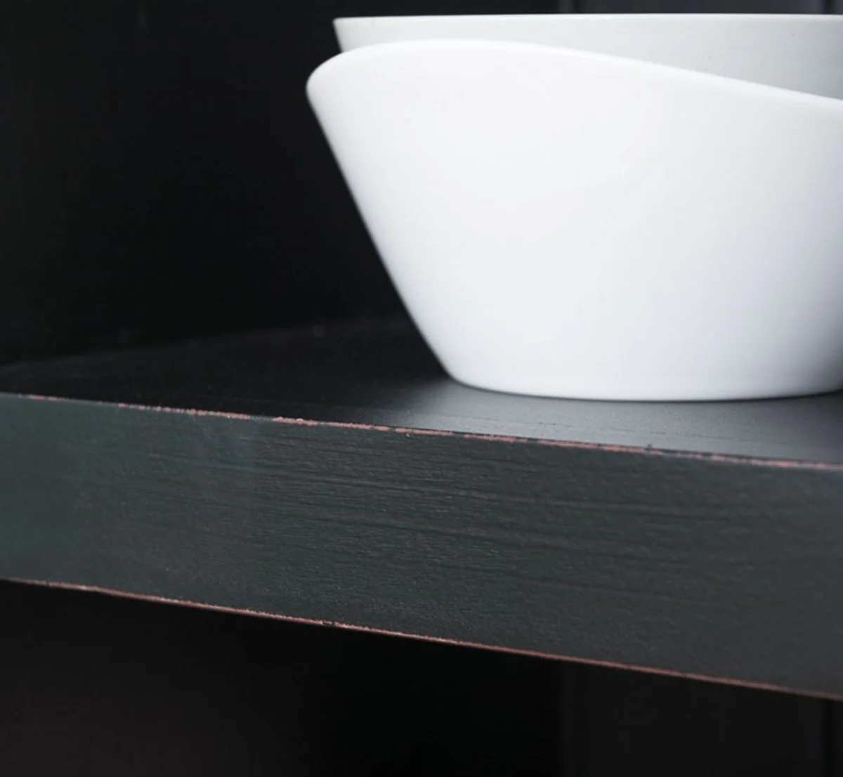 Country house style cabinet antique black 97 x 40 x H. 210 cm - solid wood shelf cabinet with 2 doors and 6 drawers - furniture in country house style