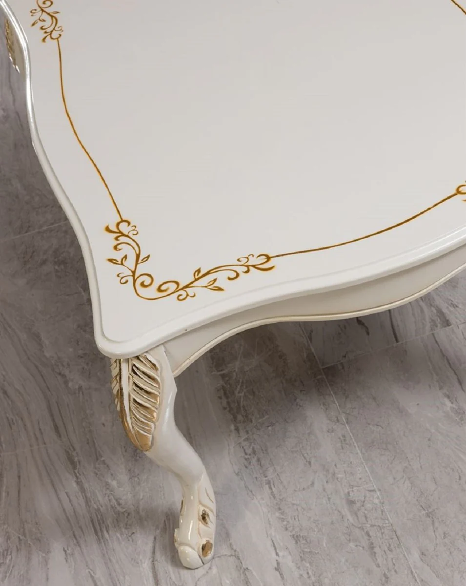 Luxury Baroque Coffee Table White / Gold - Handmade Baroque Style Living Room Table - Luxury Baroque Style Furniture - Baroque Style Living Room Furniture - Baroque Furnishings - Baroque Furniture