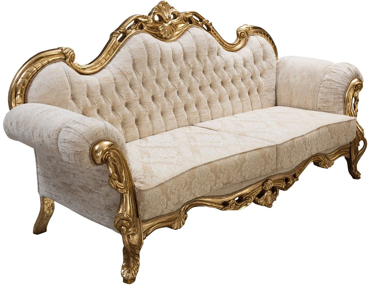 Luxury Baroque Sofa White / Gold 235 cm - Baroque Living Room Furniture