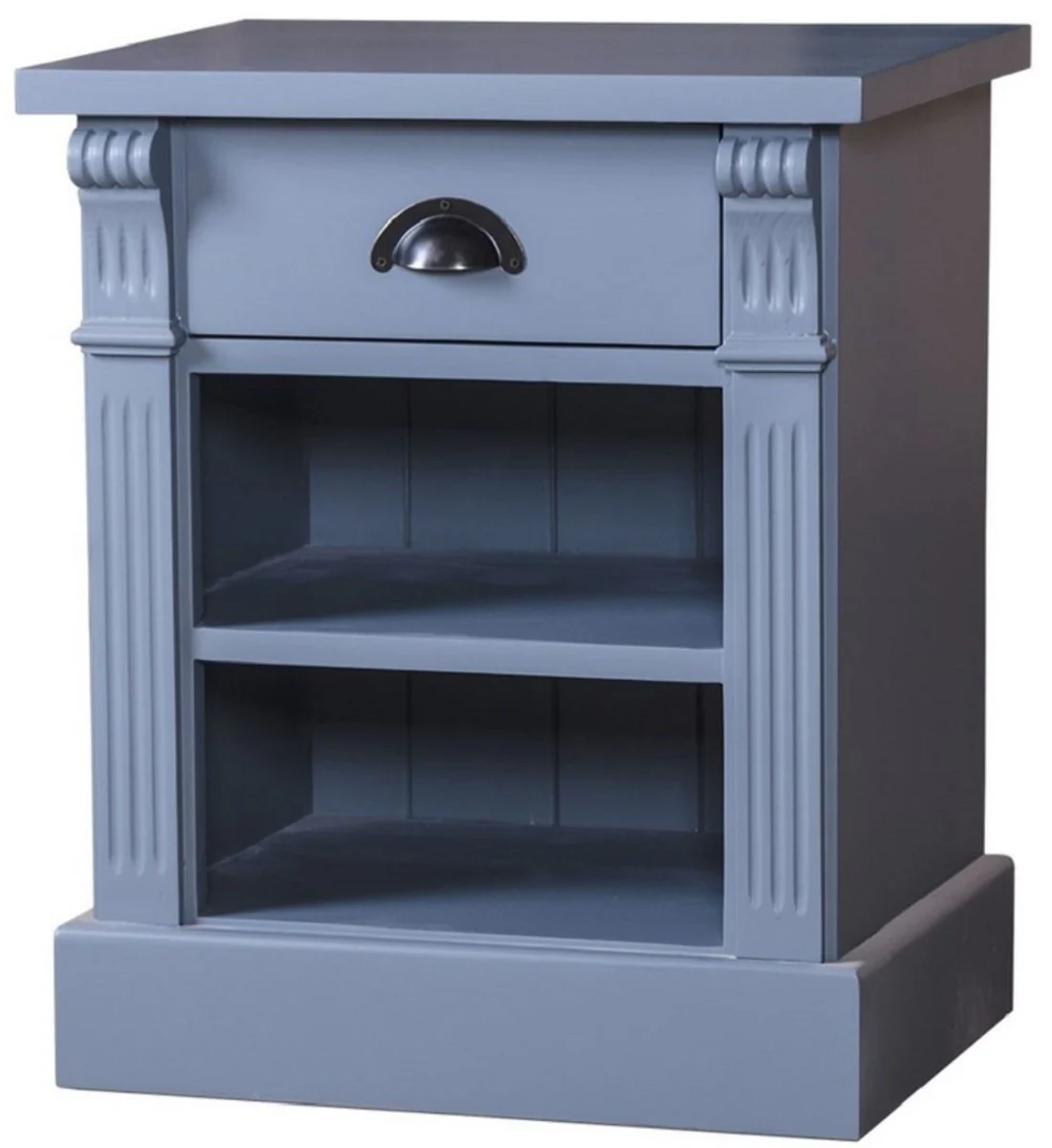 Country house style bedside table with drawer and shelf light blue 49 x 33 x H. 60 cm - solid wood night dresser - bedside cabinet - country house style bedroom furniture