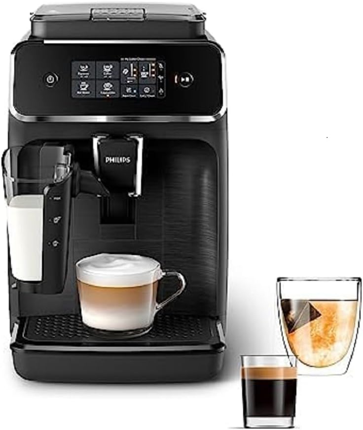 Philips 2200 Serie Vollautomatische Espressomaschine - LatteGo Milk Frother, 3 Kaffeesorten, Intuitive Touch Display, Schwarz, (EP2230/14)