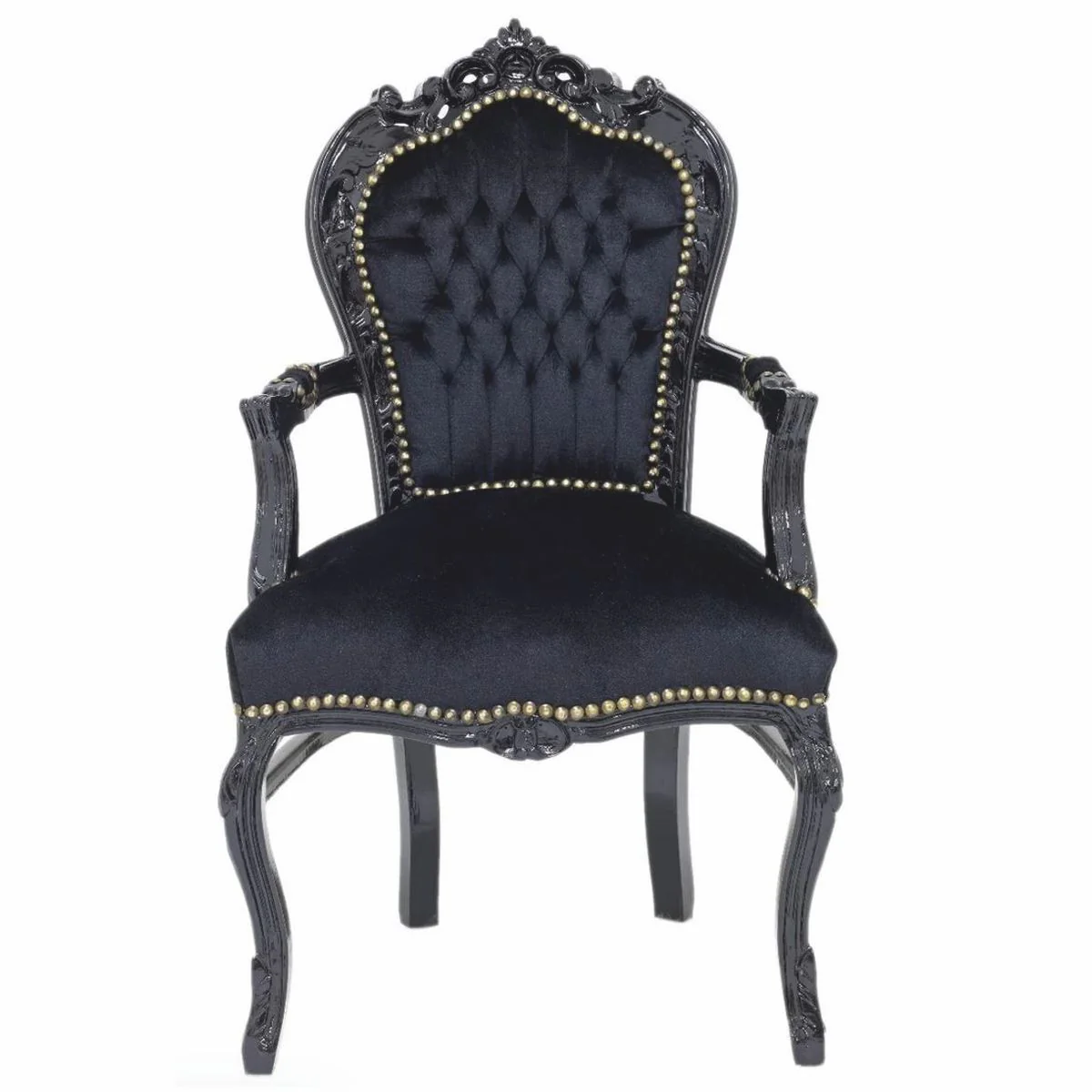 Baroque dining room chair with armrests black - baroque style furniture
