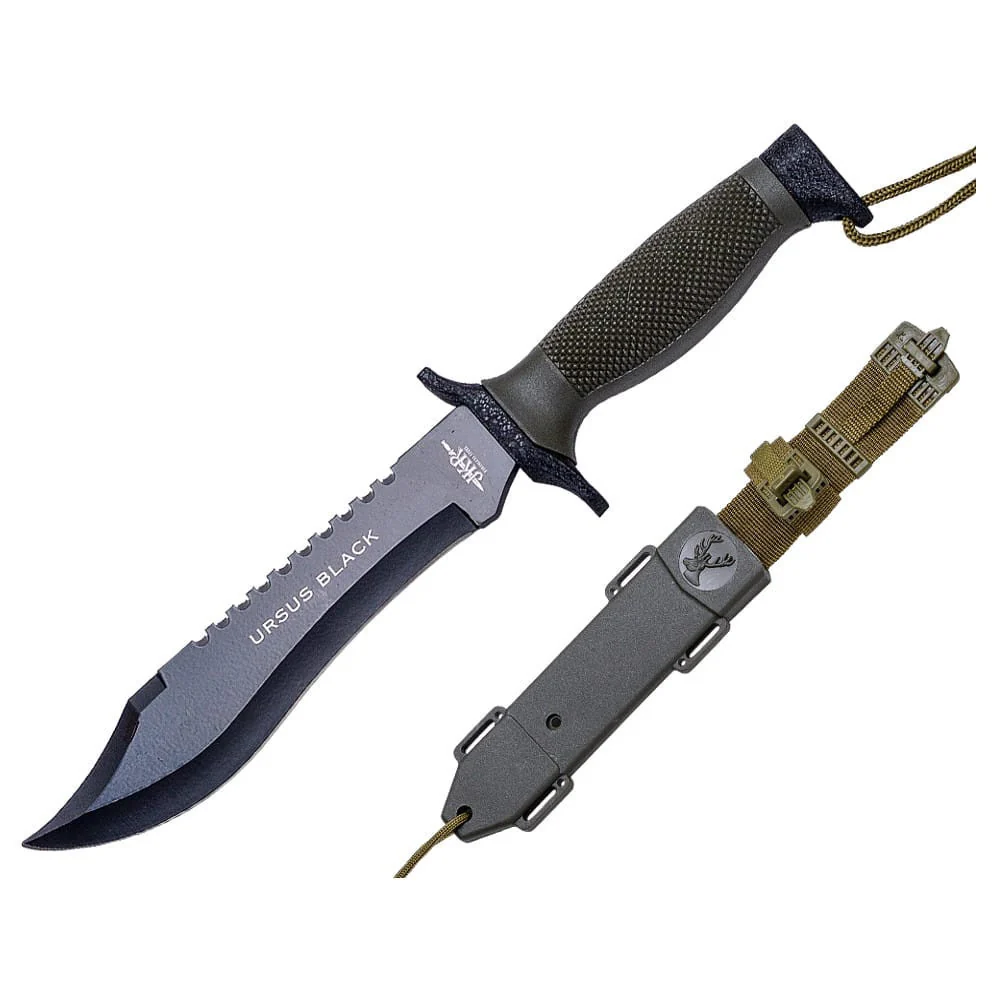 JKR Cuchillo de supervivencia y fighte Ursus Black - Cuchillo buschcraft