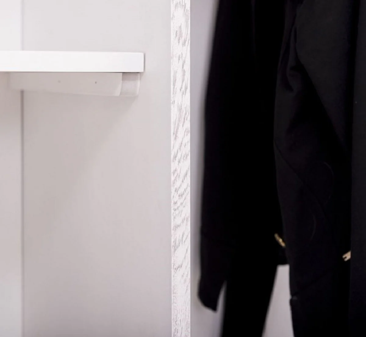 Country house style wardrobe white 110 x 53 x H. 190 cm - solid wood bedroom wardrobe with 2 doors and drawer - country house style bedroom furniture