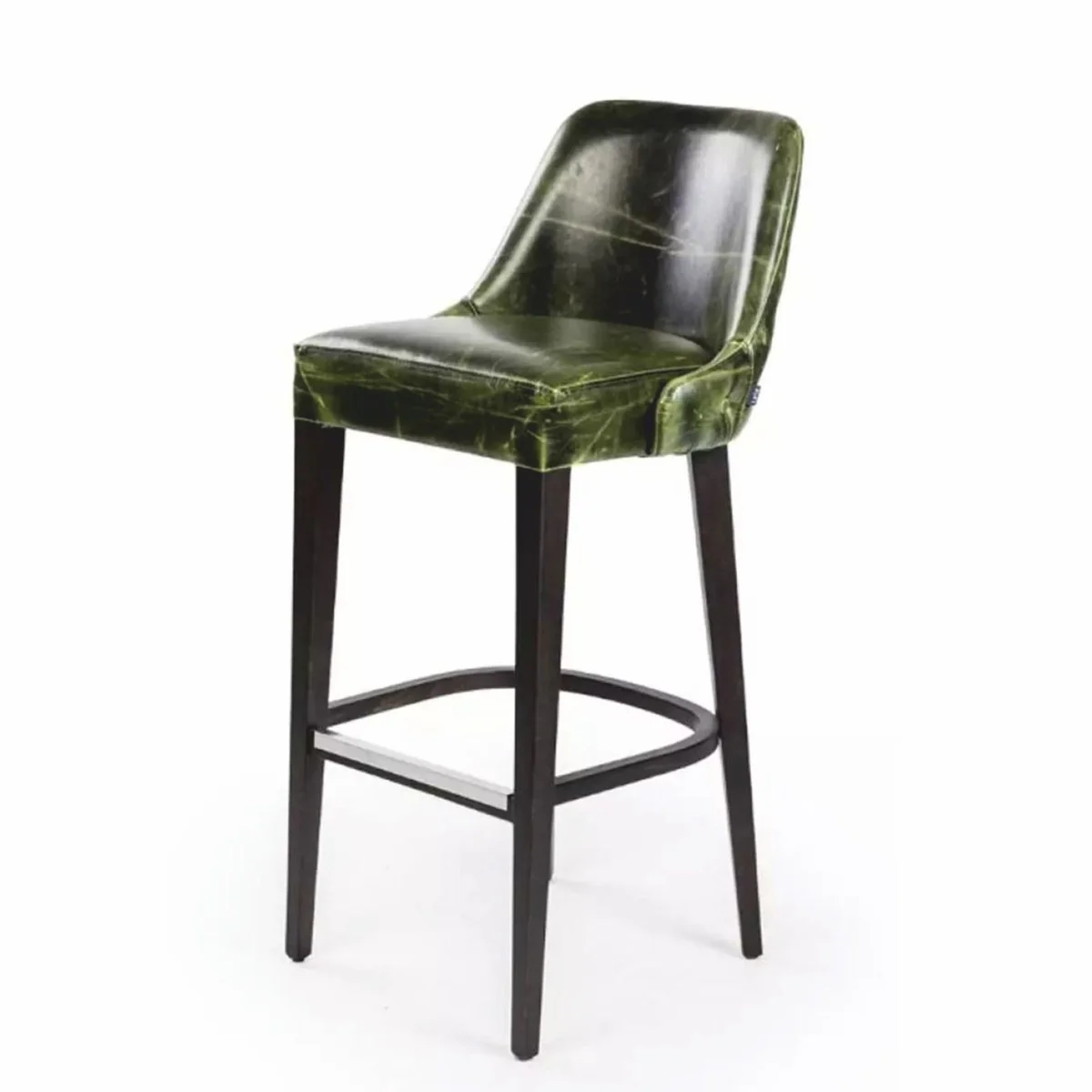 Luxury faux leather bar chair vintage green / black / silver H. 106 cm - Hotel & Bar Furniture