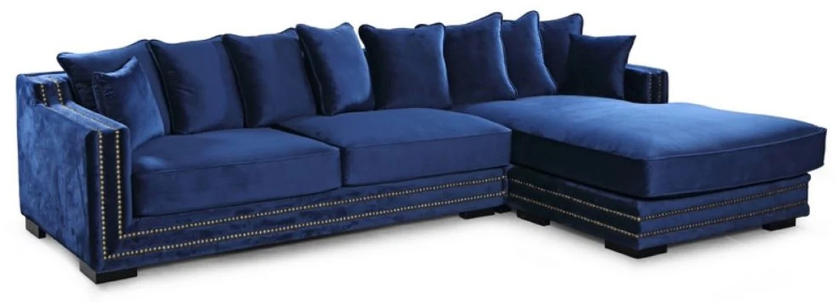 Luxury corner sofa blue / black / silver 315 x 186 x H. 105 cm - Modern living room sofa - Modern living room furniture - Luxury collection
