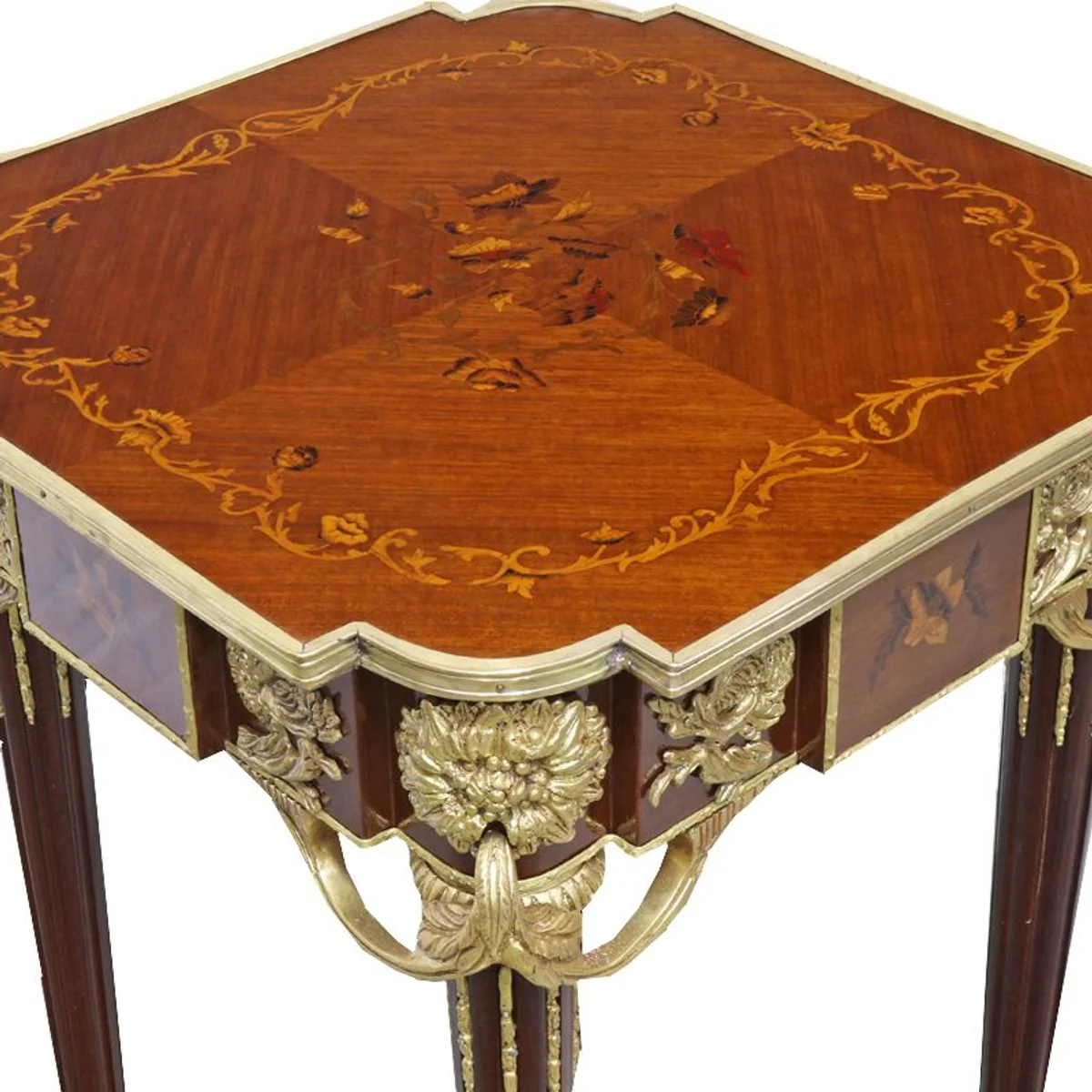 Baroque side table mahogany inlay / gold H75 x 50 cm - Louis XVI antique style table - furniture