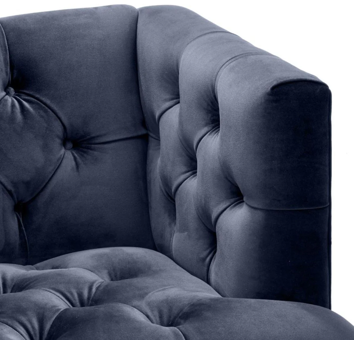 Luxury living room armchair midnight blue / black / brass 93 x 85 x H. 79 cm - Chesterfield Furniture