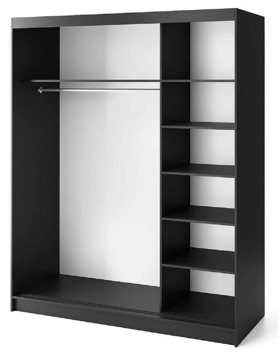 Luxury bedroom wardrobe black / brown 180 x 60 x H. 220 cm - Wardrobe with 3 sliding doors - Bedroom furniture - Hotel furniture - Luxury furniture