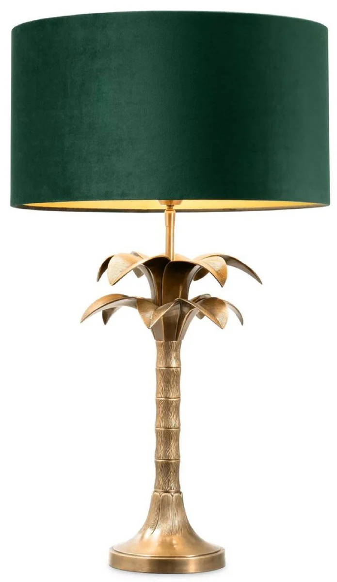 Luxus Tischleuchte Palme Vintage Messing / Grün Ø 45 x H. 76 cm - Schreibtischleuchte im Palmen Design - Luxus Tischleuchten - Luxus Möbel - Luxus Qualität