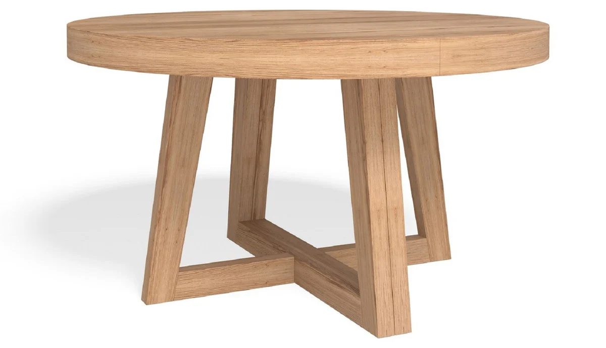 Luxury dining table natural colors 140-320 x 140 x H. 77 cm - Round extendable solid wood conference table - Dining room furniture - Office furniture - Solid wood furniture - Luxury furniture