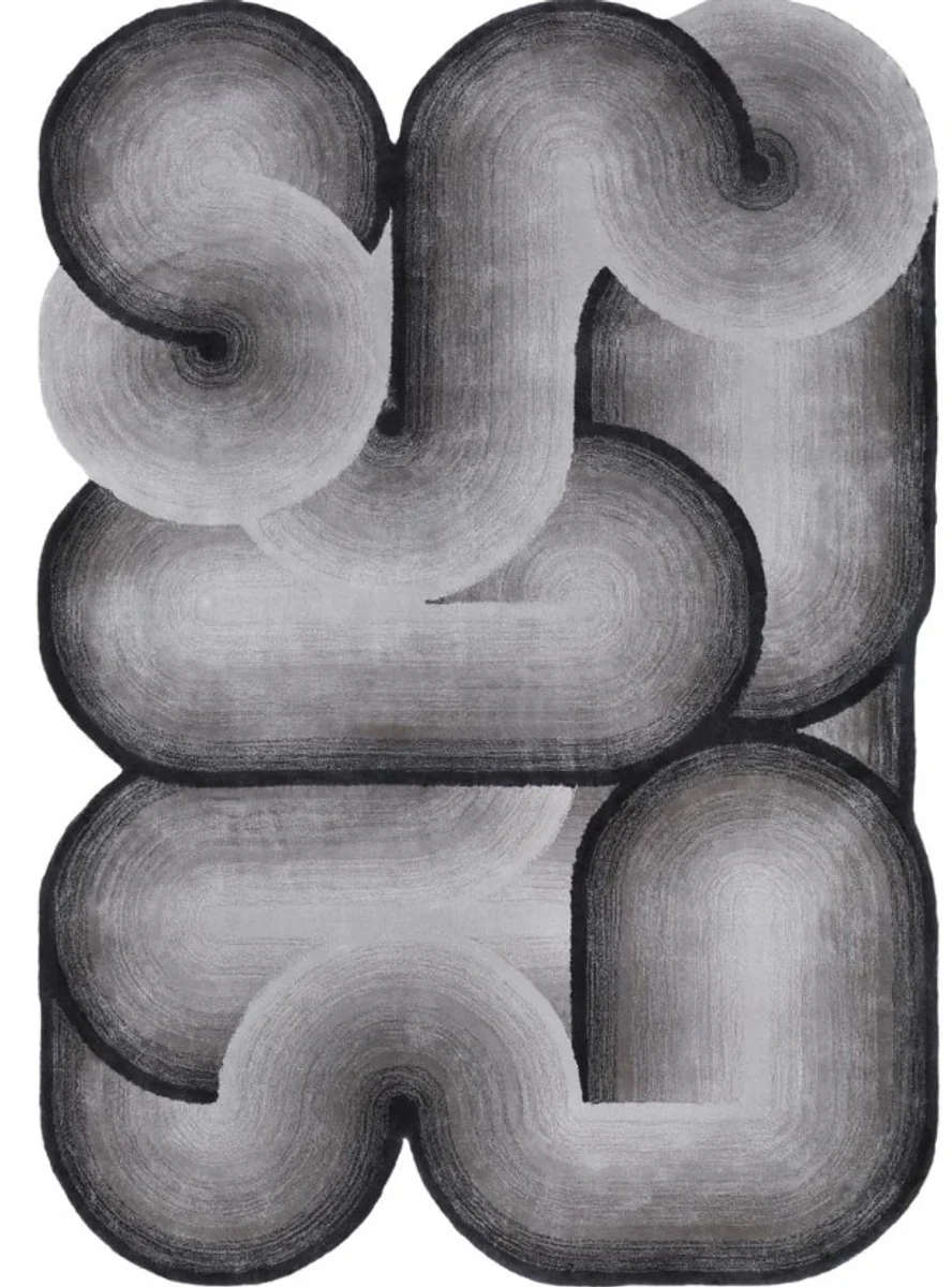 Luxury carpet gray / black 160 x 230 cm - rectangular wavy living room carpet - bedroom carpet - luxury interior - luxury quality