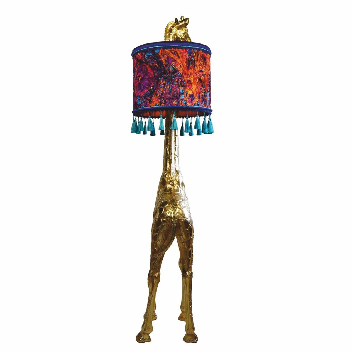 Luxury floor lamp Giraffe with lampshade gold / colorful H. 171 cm