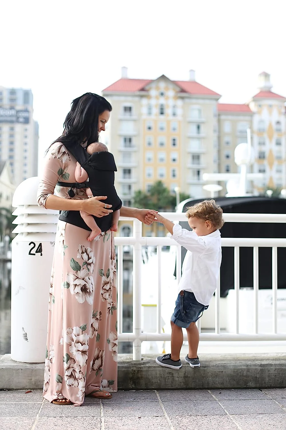 Babytrage für Neugeborene bis Kleinkinder – alle Positionen Babytrage, Babytrage-Rucksack und Baby-Vordertrage mit verstellbarem Sitz, ergonomische Babytrage, 3,3–15,6 kg (Marineblau)