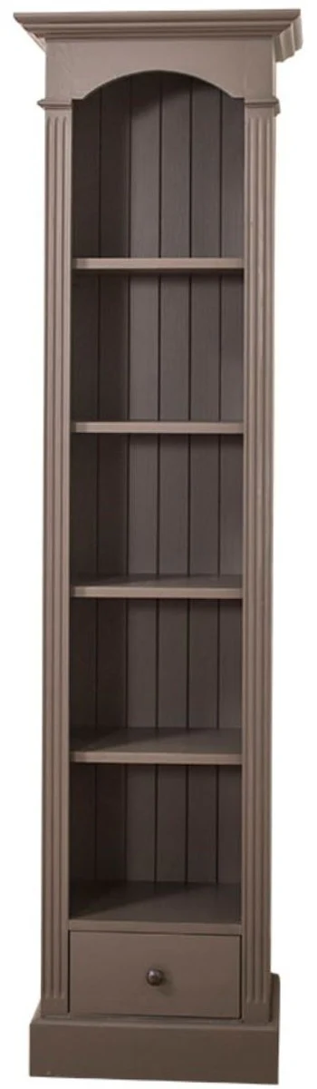 Country house style shelf cabinet dark gray 50 x 33 x H. 190 cm - solid wood cabinet with 4 shelves and drawer - country house style furniture