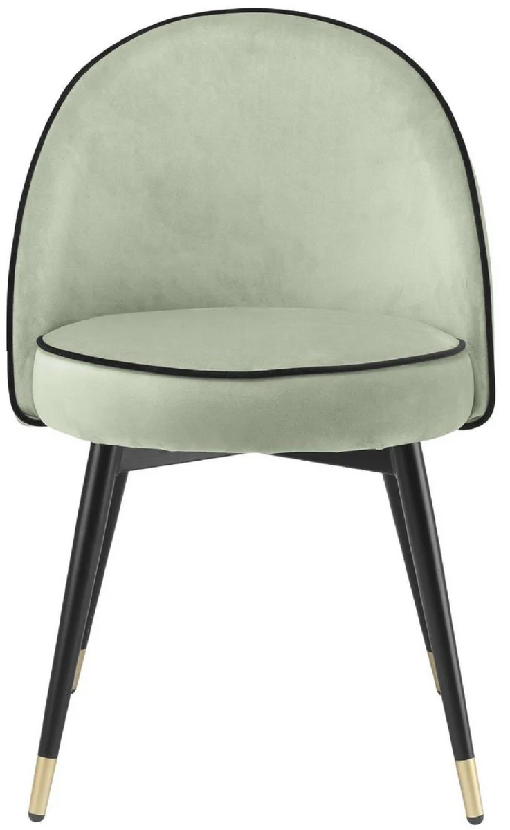 Luxury dining room chair set pistachio green / black / brass 55 x 64 x H. 83 cm - Dining room chairs with elegant velvet fabric - Dining room furniture