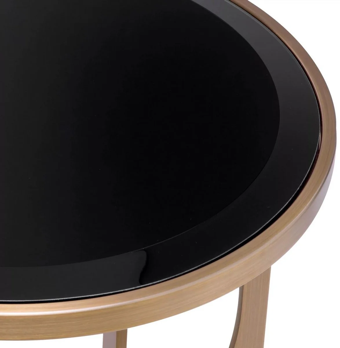 Luxury side table brass / black Ø 40.5 x H. 44.5 cm - Round stainless steel table with glass top - Luxury furniture - Living room furniture - Luxury furnishings - Living room furnishings