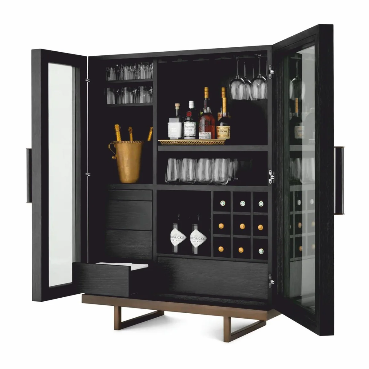Luxury bar cabinet black gray / bronze H. 150 cm - Bar furniture