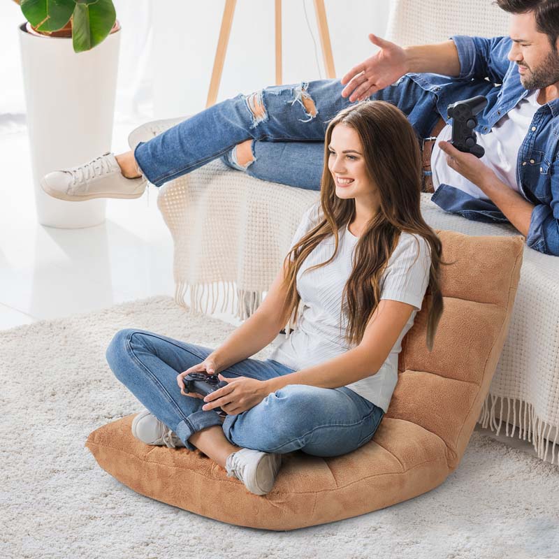 Memory Foam Floor Chair, 14-Position Adjustable Folding Gaming Sofa Chair with Back Support, Chaise Lounge Sofa Bed Recliner