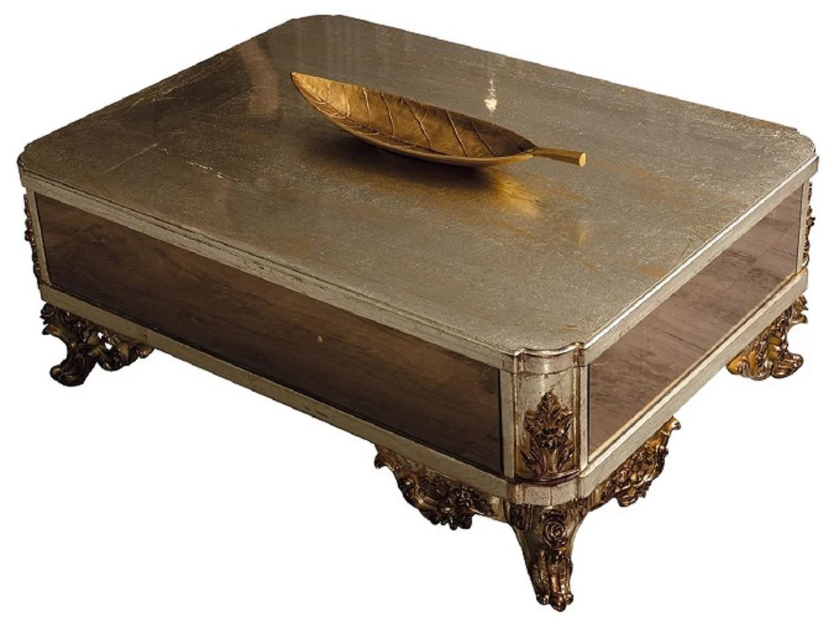 Luxury Baroque Living Room Set Copper / Antique Silver / Gold - 2 Baroque Sofas & 2 Baroque Armchairs & 1 Baroque Coffee Table - Luxury Living Room Furniture in Baroque Style - Baroque Furniture