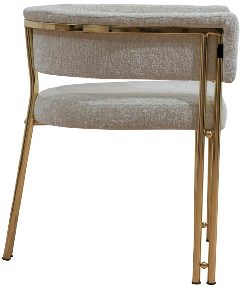 Luxury dining room chair set of 6 with armrests gray / gold H. 74 cm