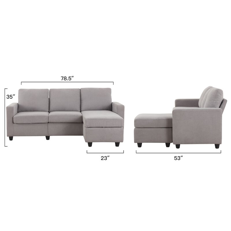 Campbelltown 78.5 Wide Reversible Sofa & Chaise mit Ottoman