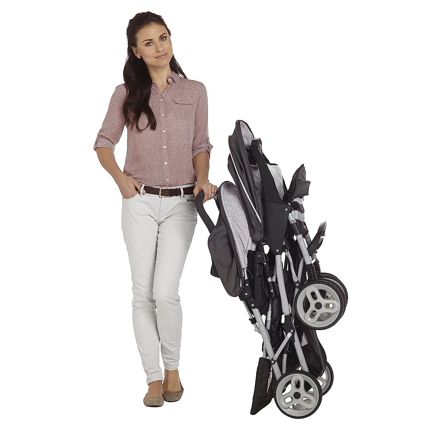 Double Stroller | Leichter Doppelkinderwagen mit Tandemsitzen, Glacier