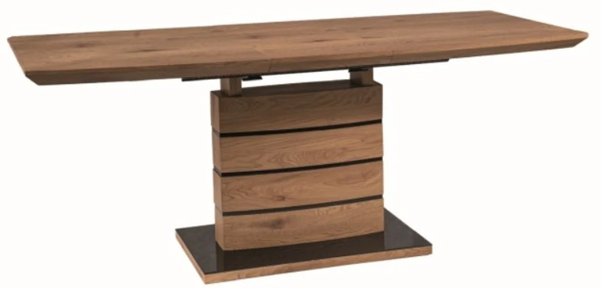 Luxury oak wood dining table brown / black 140-180 x 80 x H. 76 cm - Extendable dining room table - Dining room furniture