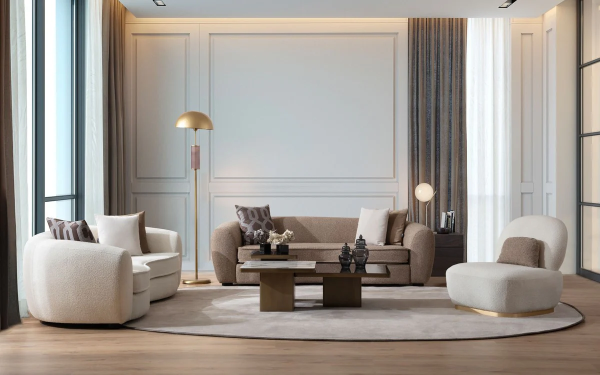 Luxury sofa white / black 250 x 106 x H. 72 cm - living room sofa - hotel sofa - living room furniture - living room furniture - hotel furniture - luxury furniture - luxury furniture