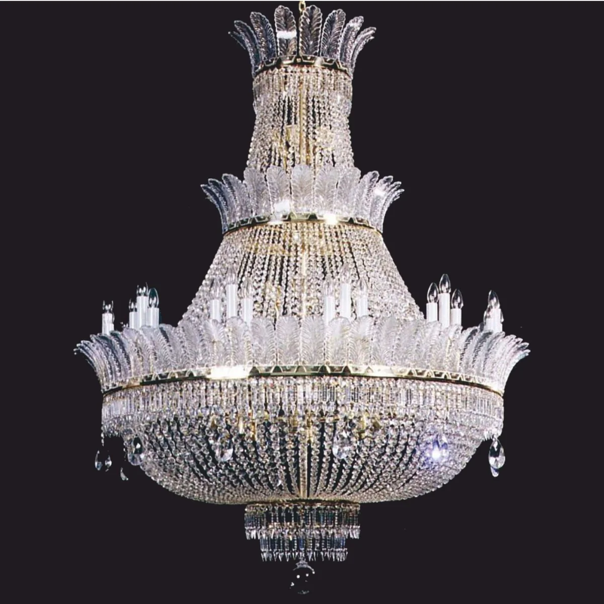 Luxury Baroque Crystal Glass Chandelier Gold H. 216 cm - Hotel Chandelier