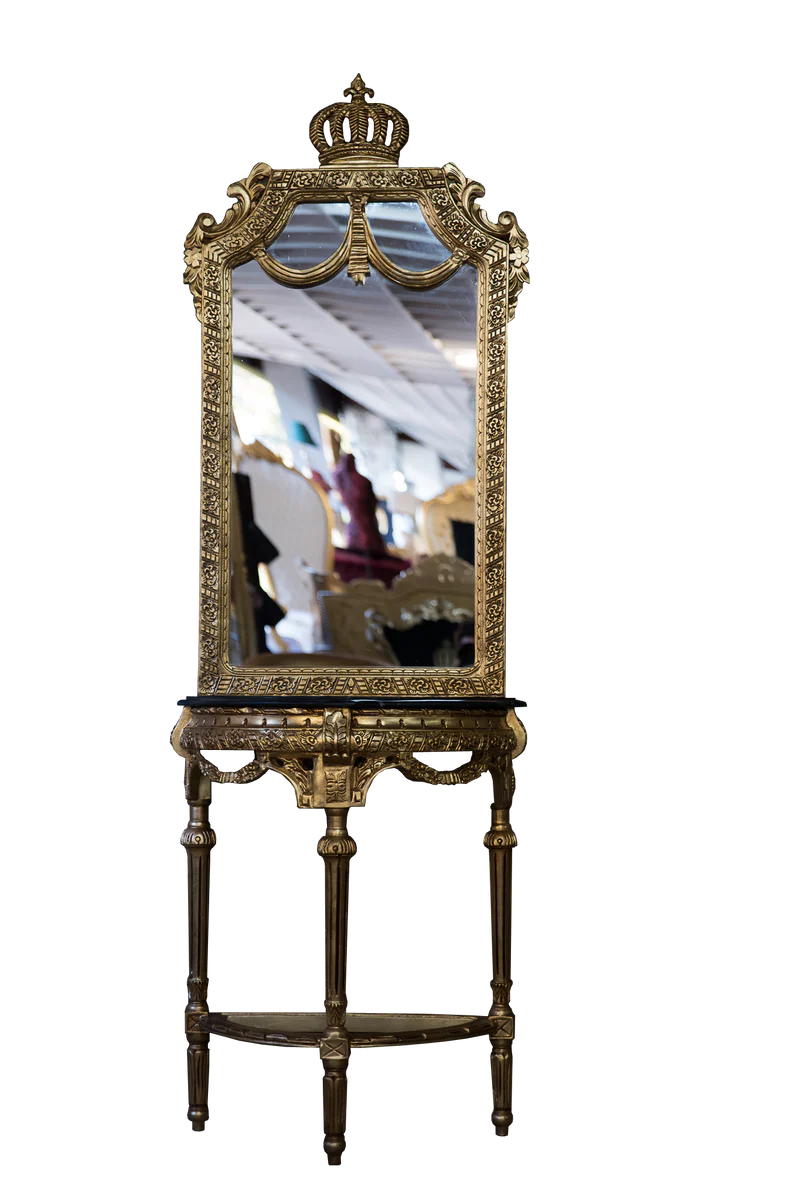 Pompöös by Baroque mirror console with marble top gold / black - Pompöös Baroque mirror console designed by Harald Glööckler
