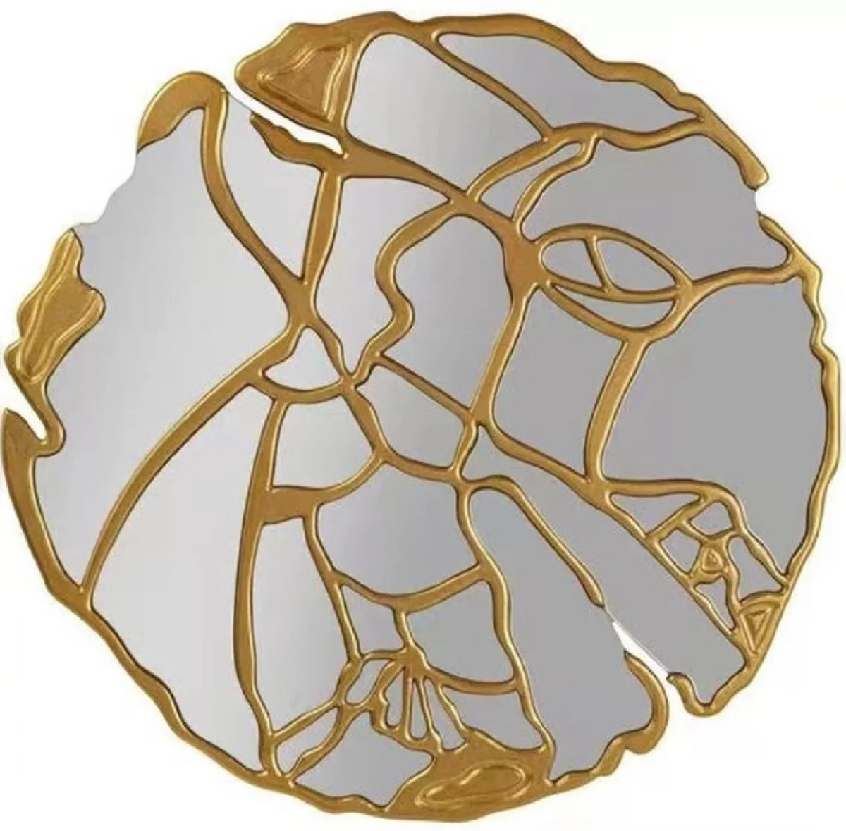Luxury mirror gold Ø 120 cm - Round living room wall mirror - Cloakroom mirror - Bedroom mirror - Luxury collection