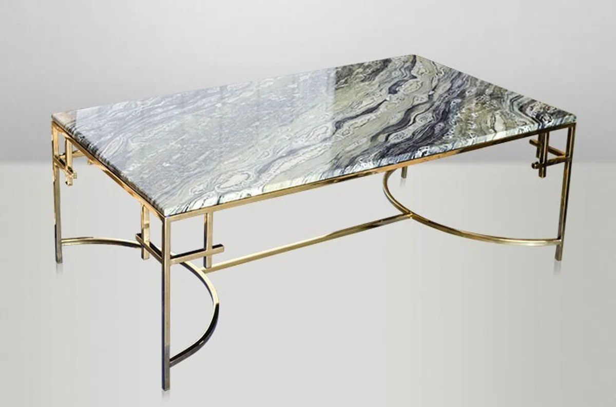 Art Deco coffee table gold metal / marble 130 x 70 cm - Art Nouveau table - furniture living room