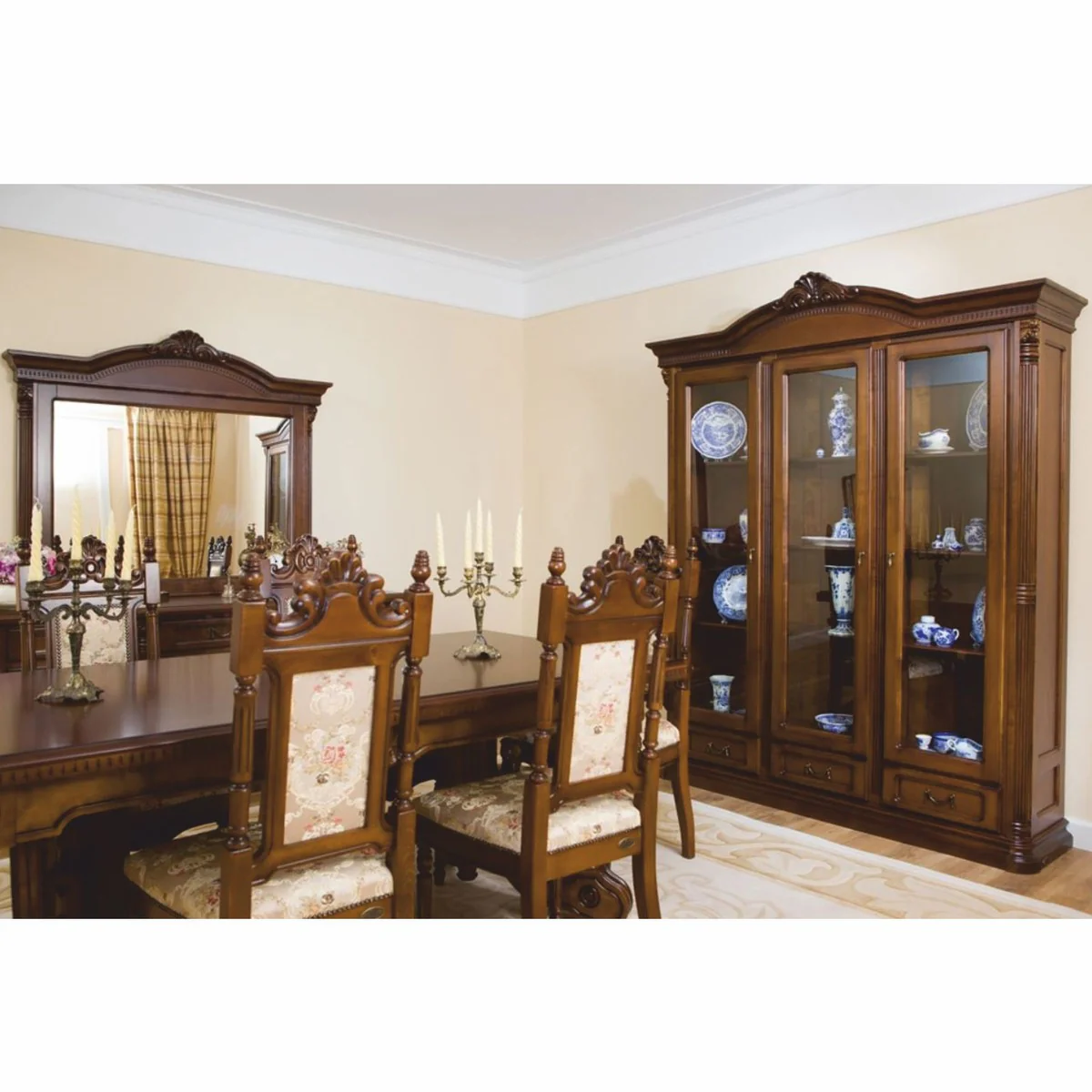 Luxury baroque display cabinet dark brown 178 x H. 220 cm - Baroque furniture