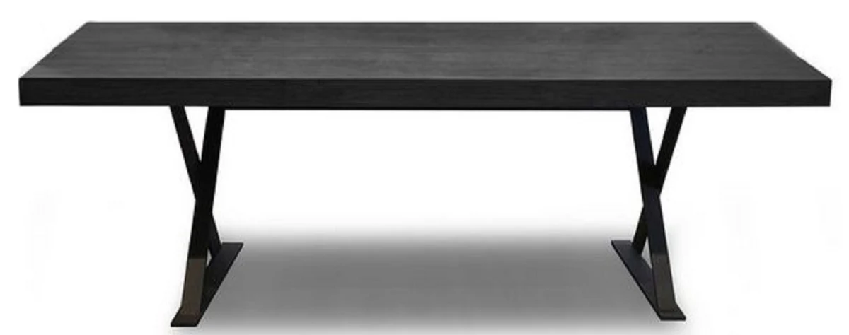Luxury solid wood dining table black 180 x 100 x H. 76 cm - Solid kitchen table - Solid wood furniture